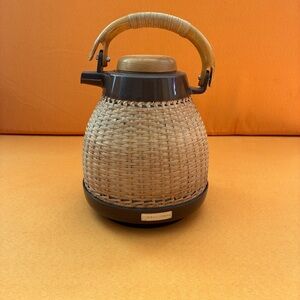 Vintage Corning Designs Thermos Carafe, Wicker Rattan Basket Weave, Coffee, Tea